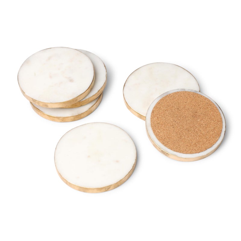 GoCraft Handcrafted White Marble Coasters with Gold Edges â€“ Set of 6 Elegant Drink Coasters for Beverages, Wine Glasses, Coffee Mugs, and Barware â€“ Stylish, Durable, and Perfect for Home or Office - Image 3